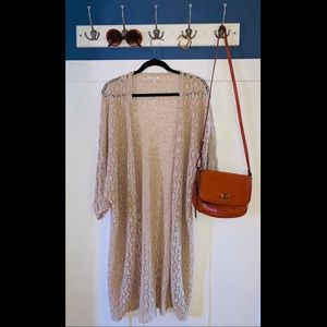 Long cream crochet kimono